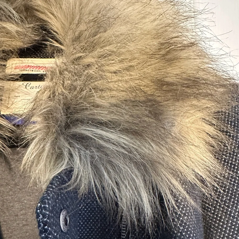 Anthropologie Cartonnier Gray Short Jacket with Faux Fur Trim. - Picture 5 of 11